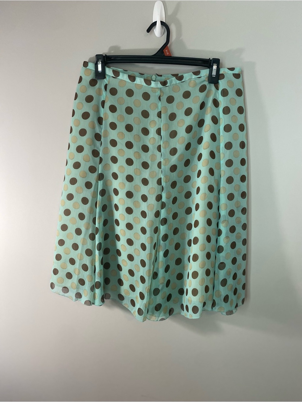 Worthington Mint A-Line Skirt with Brown Polka Dots